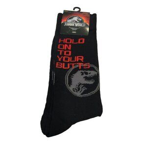 Jurassic World HOLD ON TO YOUR BUTTS Men's Crew Socks Size 6.5-12